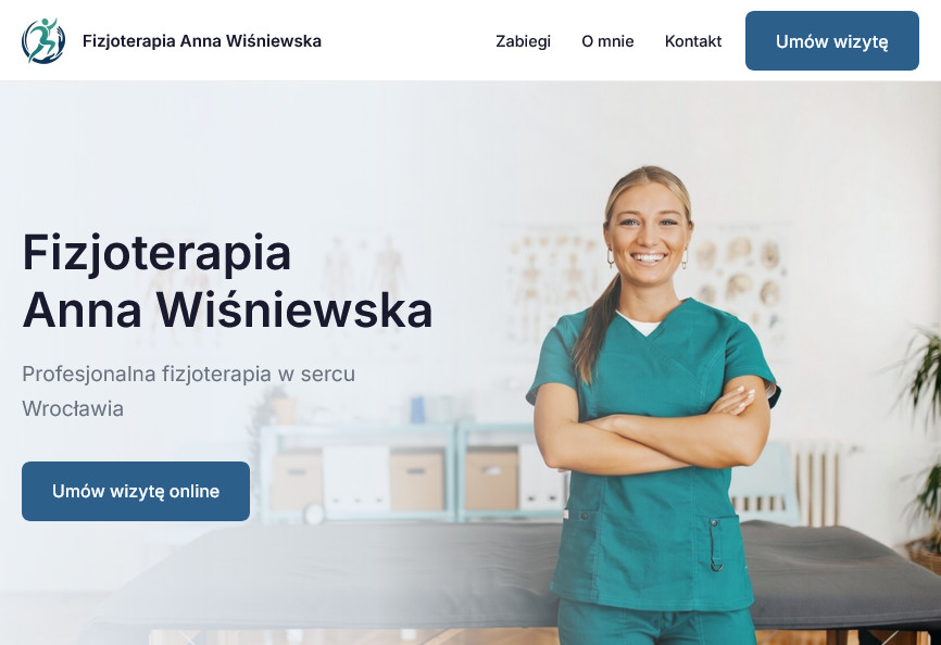 Przykładowa strona gabinetu fizjoterapeutycznego
